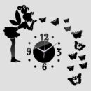 Fairy Butterflies Clock for Girls Room Black