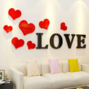 Flying Hearts with Romantic Love Acrylic Wall Art